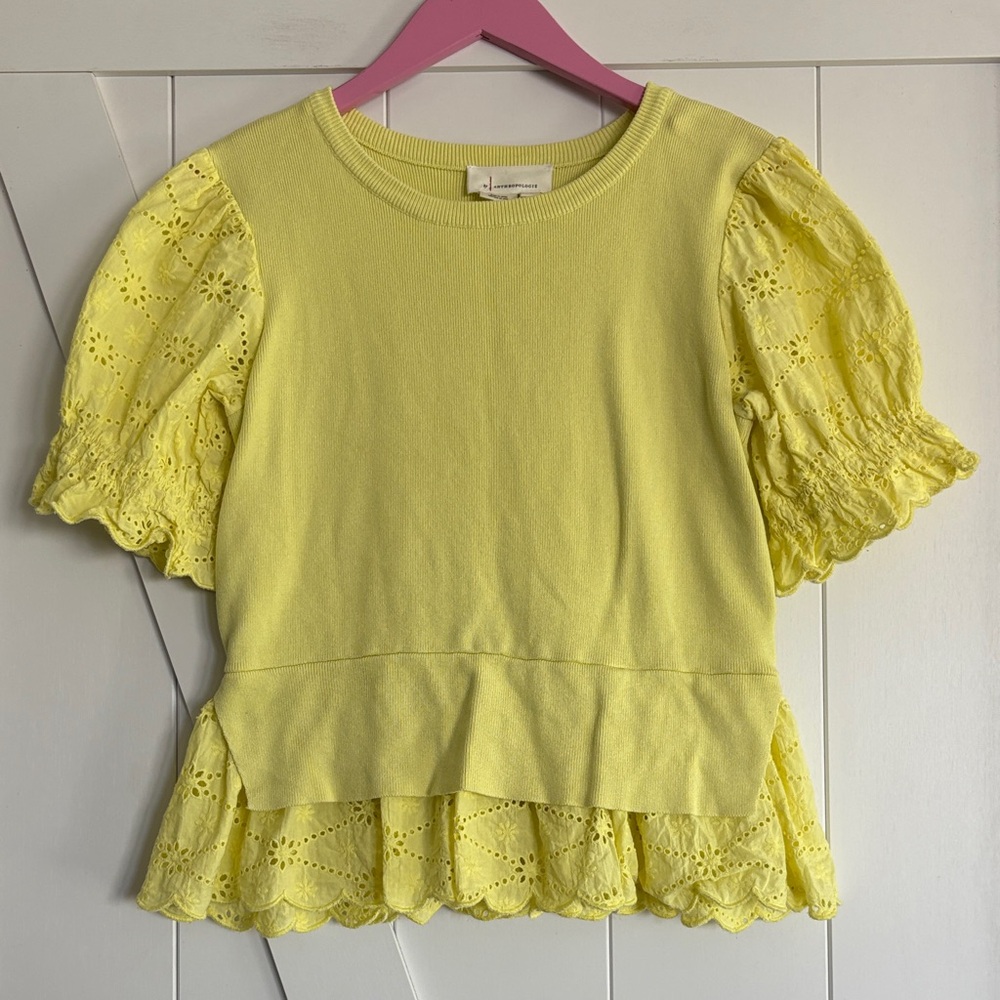 Anthropologie Light Yellow Knit Top